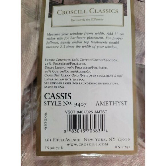 Vintage Croscill Cassis Amethyst Ascot Valance Window Treatment 23" x 80" New - Picture 8 of 10